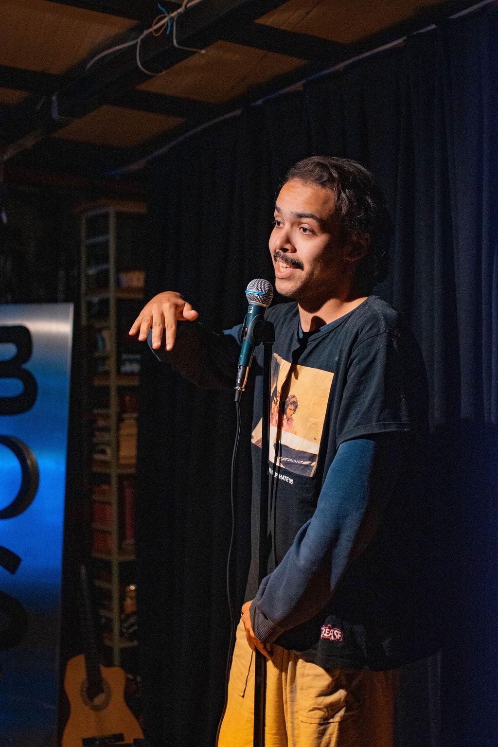 Selah Ucla at the mic during a set